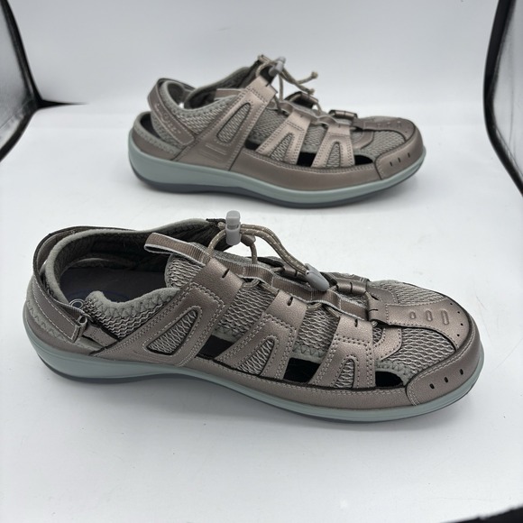 OrthoFeet Shoes Womens Size 10.5 D Wide 997 Verona Pewter Teal Fisherman Sandal‎ - Picture 9 of 10